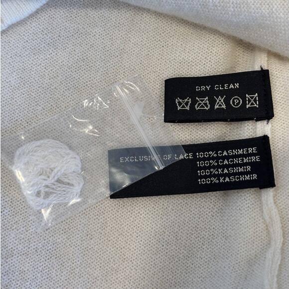 Ralph Lauren Womens Black Label Ivory Cashmere Lace 3/4 Sleeve Sweater NWT - Picture 5 of 6